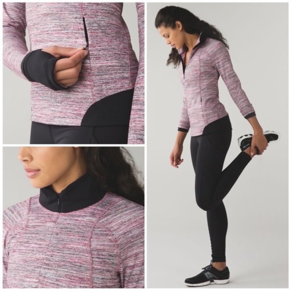 Lululemon Runderful 1/2 Zip Space Dye Camo Berry Rumble Multi / Black Size 8